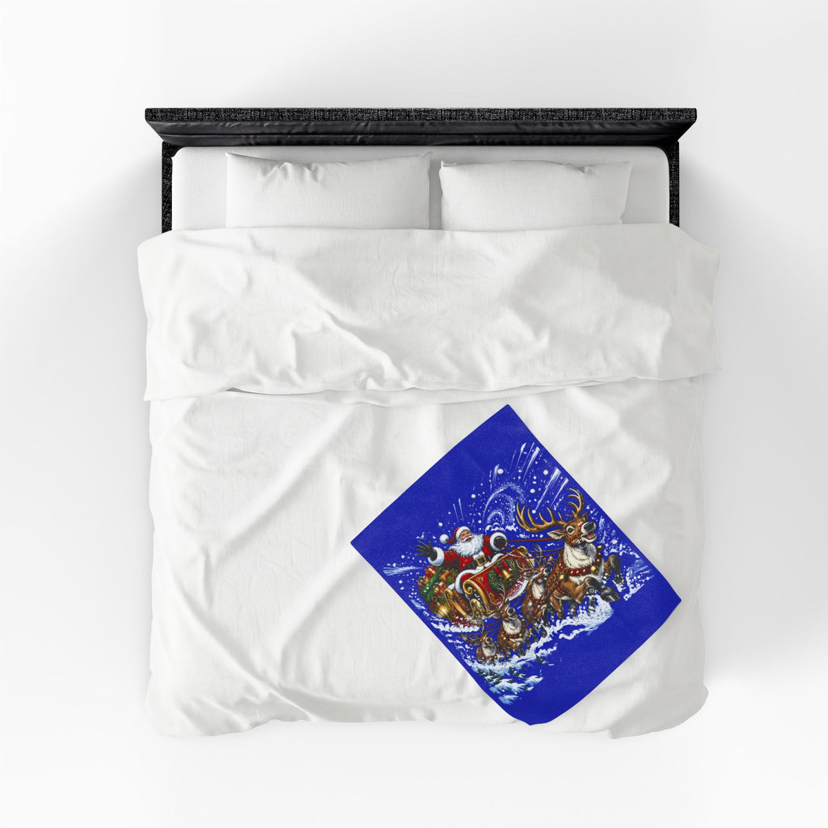 Santa’s Sleigh Christmas Velveteen Plush Blanket
