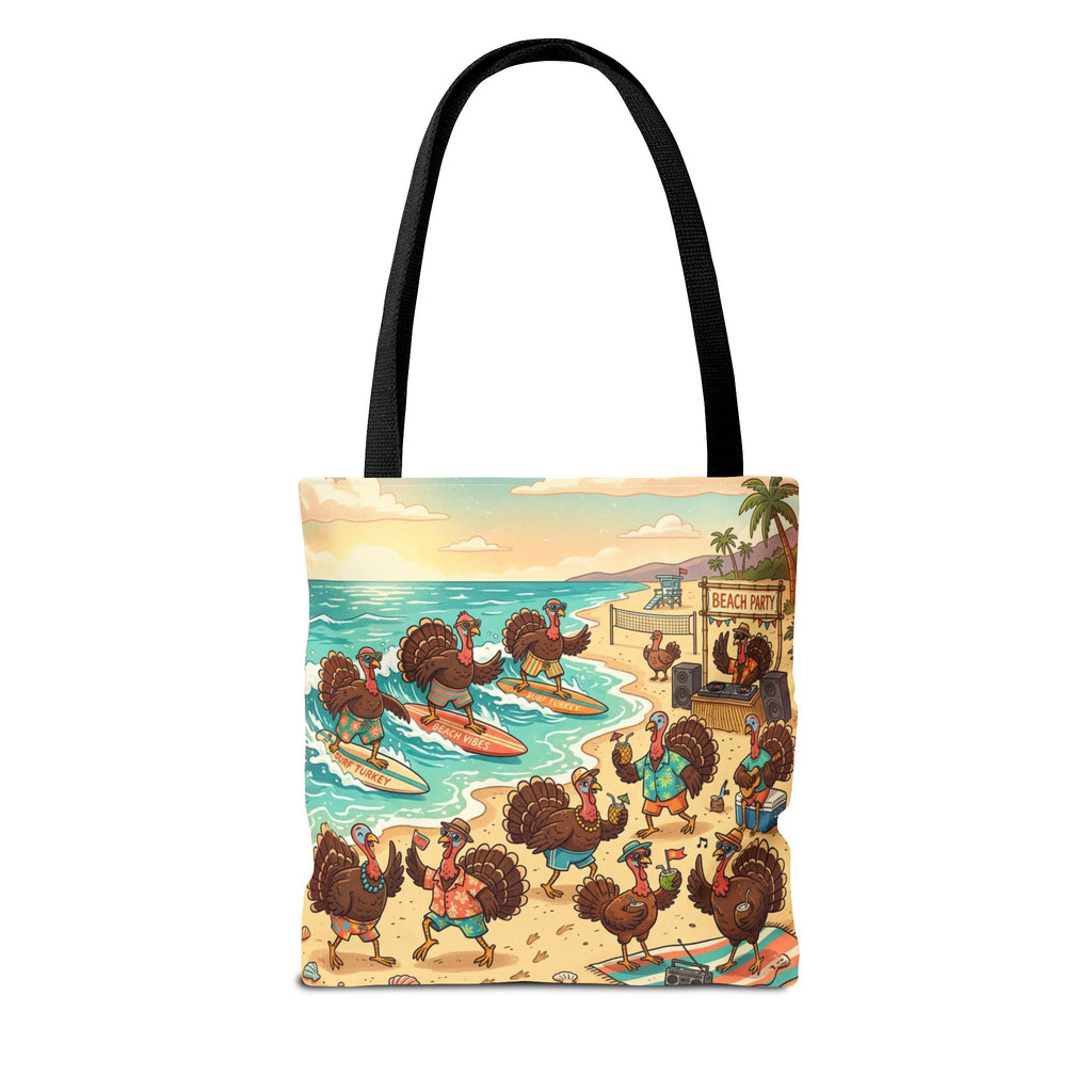 Surfing Turkeys Beach Tote Bag – Funny Thanksgiving Summer Beach Tote
