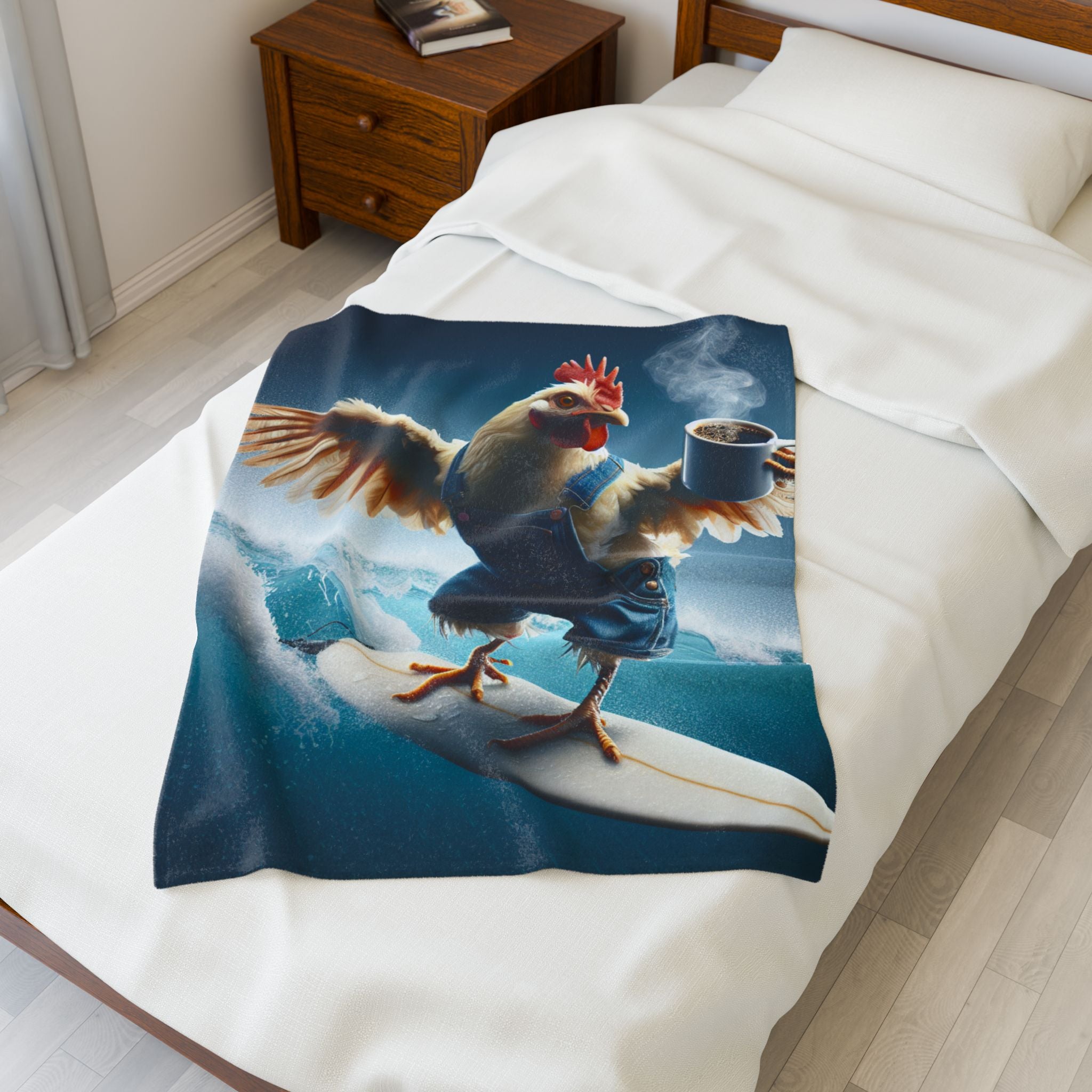 Velveteen Plush Blanket - Rooster Surfing