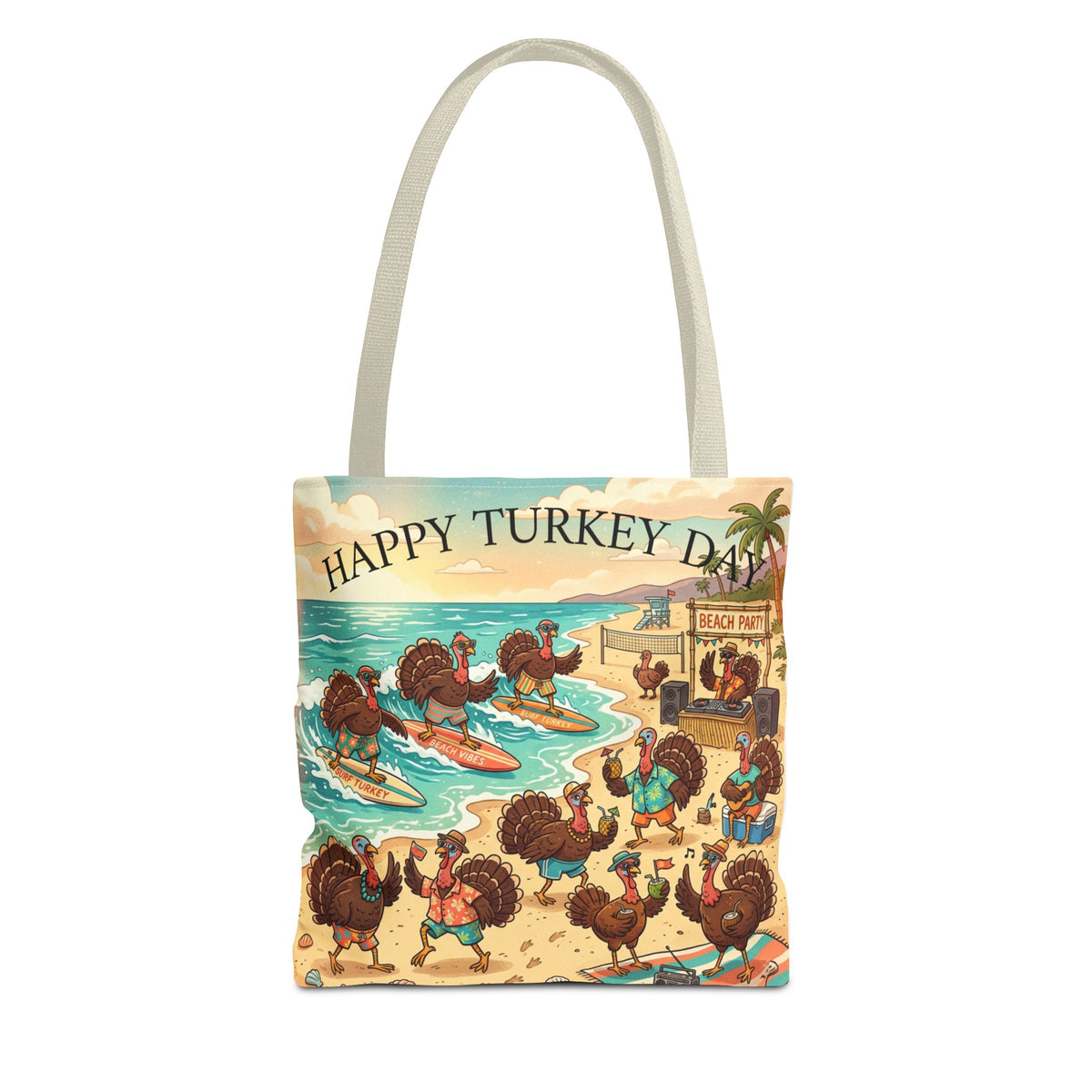 Turkeys Beach Tote Bag – Funny Thanksgiving Summer Beach Tote