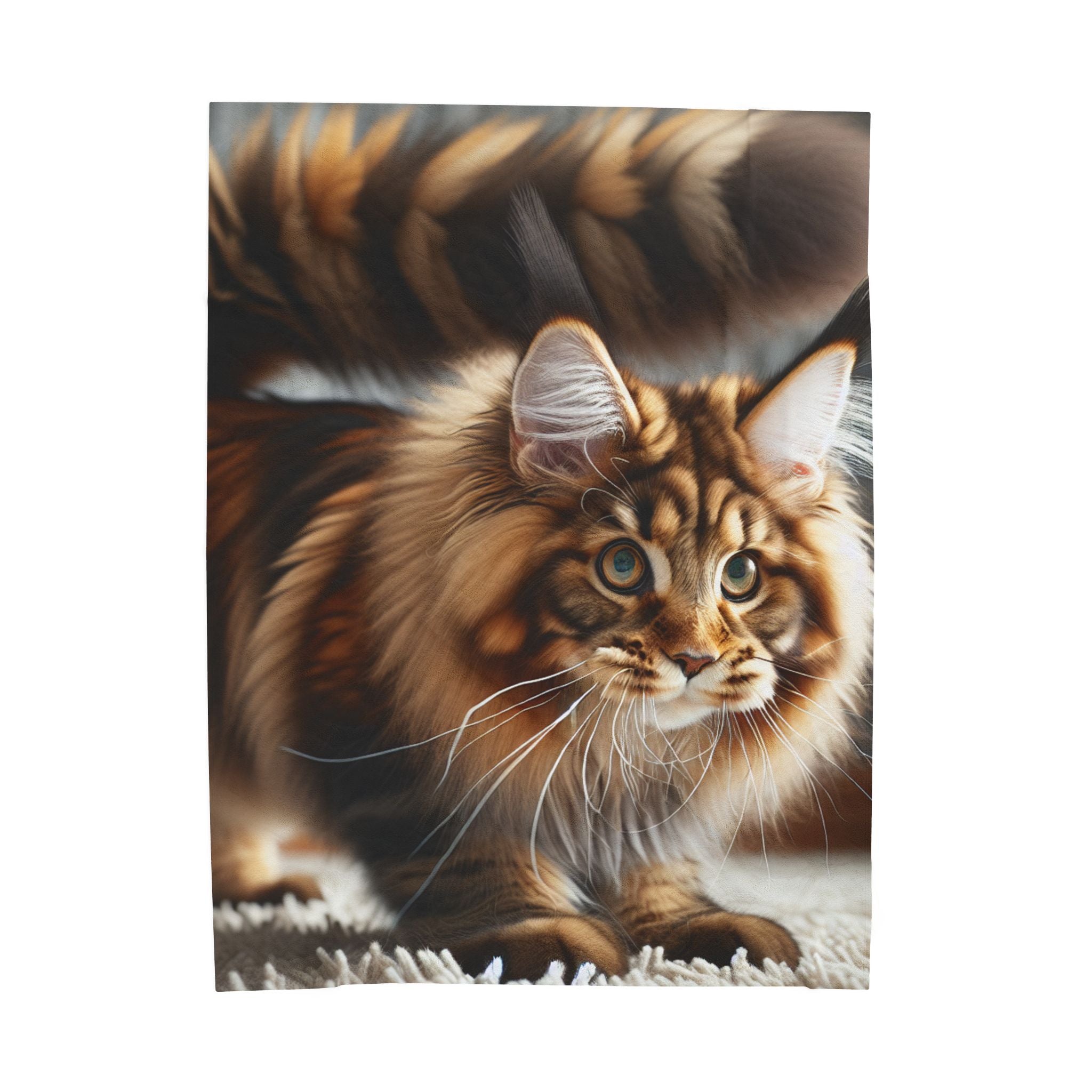 Velveteen Plush Blanket - Maine Coon Cat 2