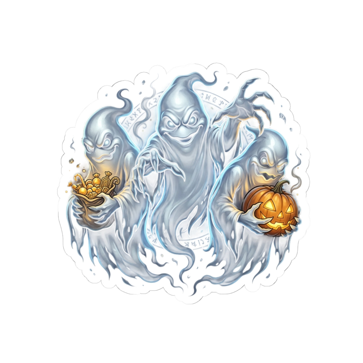 Three Ghost Gang Halloween Kiss-Cut Sticker