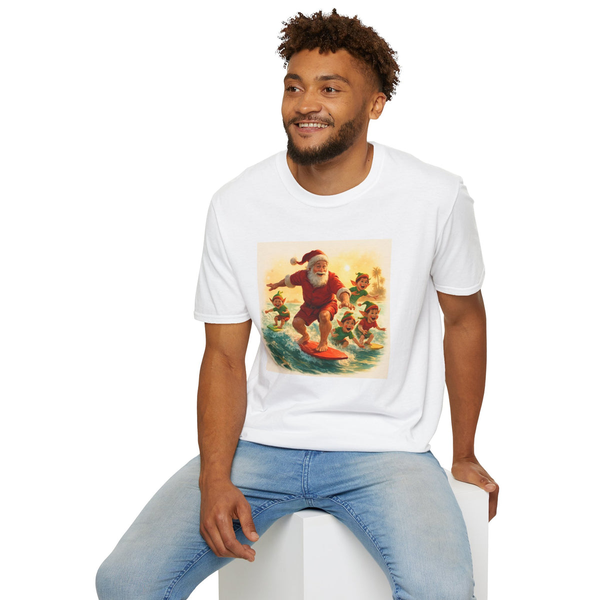 Surfing Santa Vintage Christmas T-Shirt