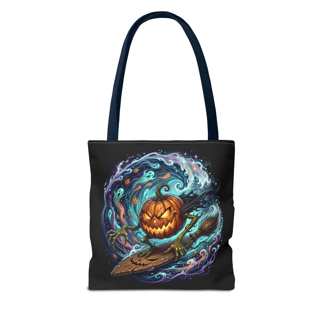 Halloween Surfing Pumpkin Tote Bag — Spooky Jack-o'-Lantern Beach Wave Tote
