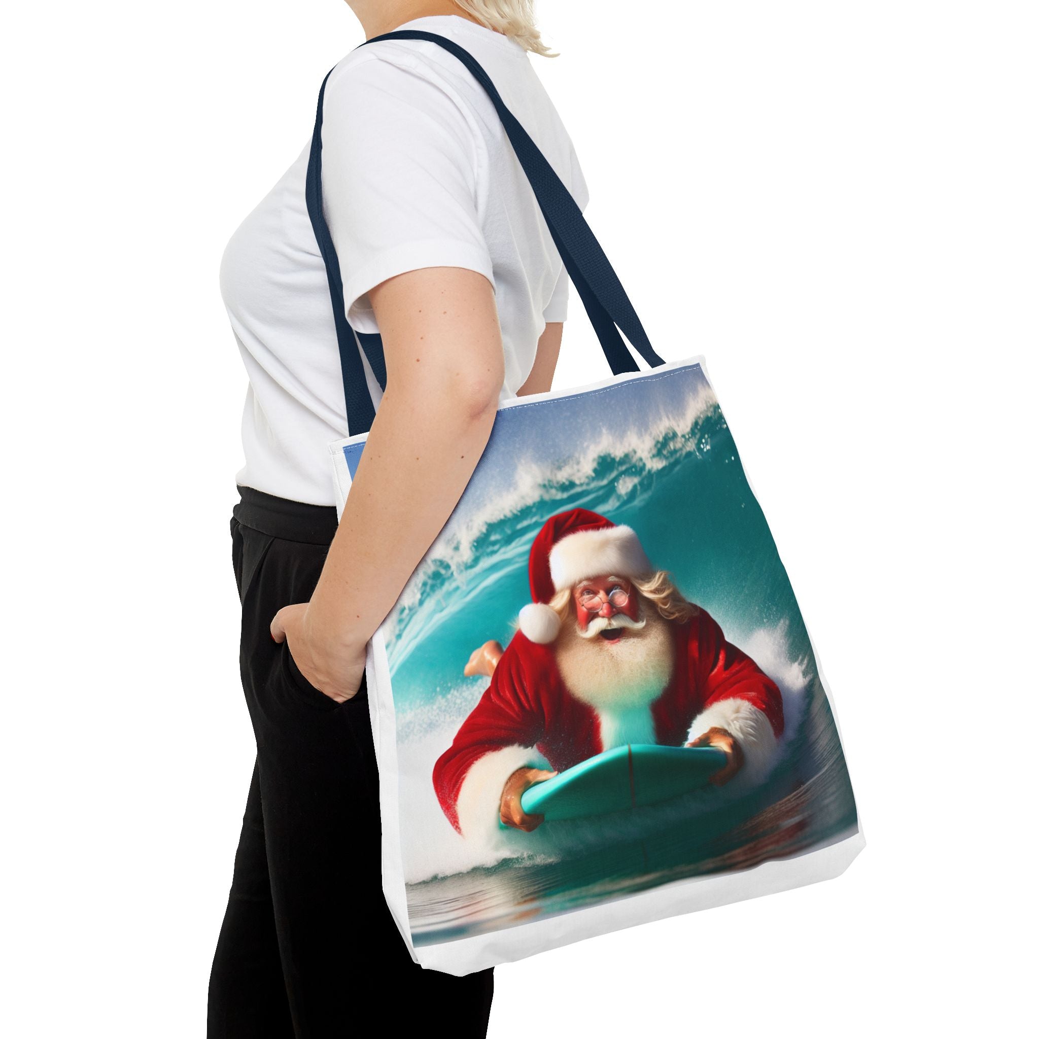 Christmas Surfing Santa Tote Bag – Festive Beach Holiday Shopper