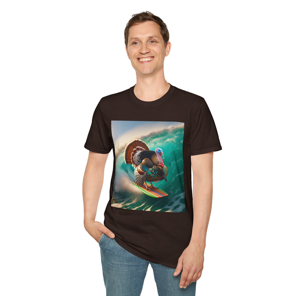 Majestic Surfing Turkey T-Shirt – Thanksgiving Wildlife Graphic Tee