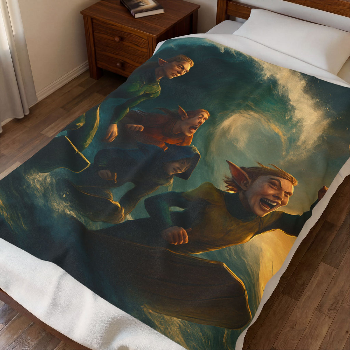 Santa’s Surfing Elves Velveteen Plush Blanket