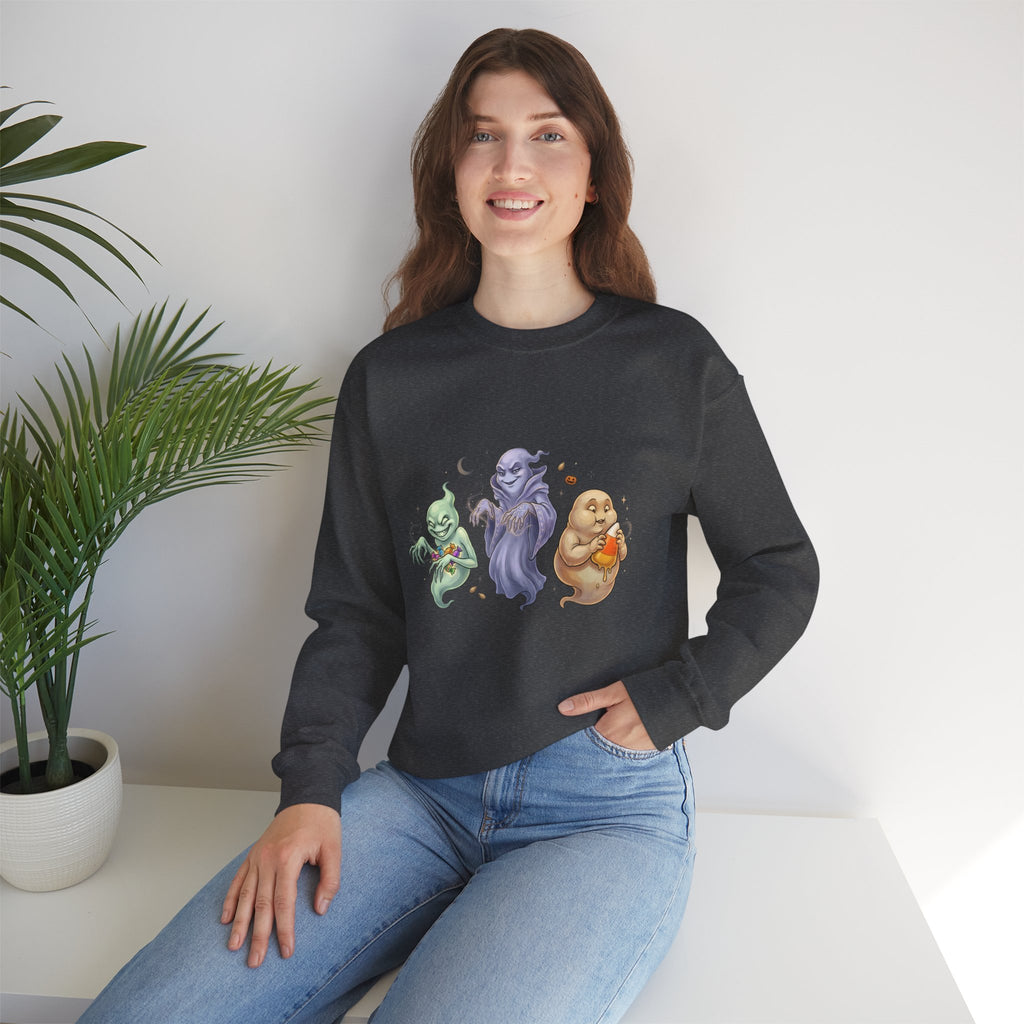 Three Quirky Ghosts Halloween Unisex Heavy Blend Crewneck Sweatshirt