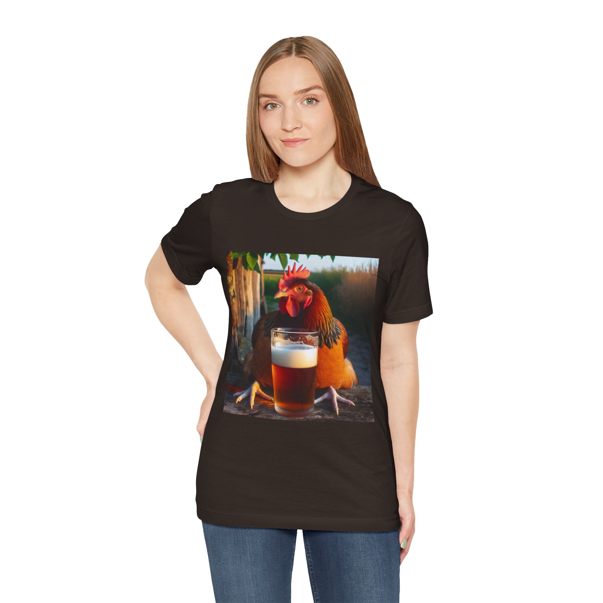 Funny Rooster with Beer Graphic Unisex T-Shirt