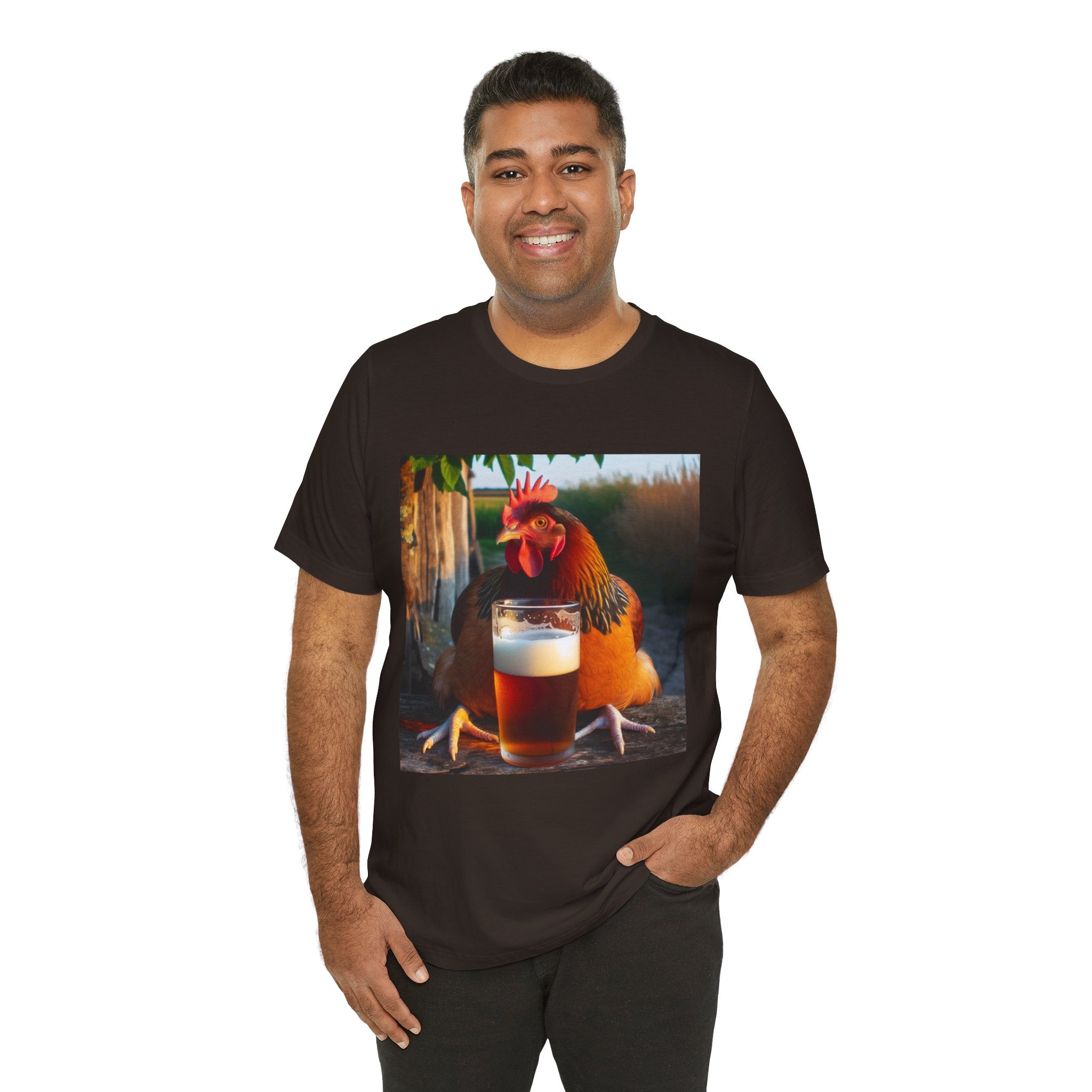 Funny Rooster with Beer Graphic Unisex T-Shirt