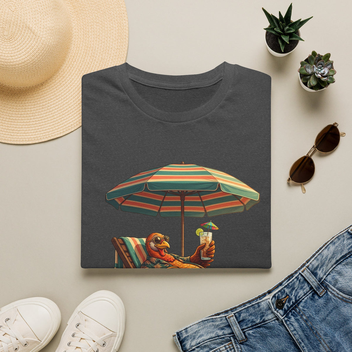 Beach Dog T‑Shirt — Relaxing Dachshund Under Umbrella Graphic Tee