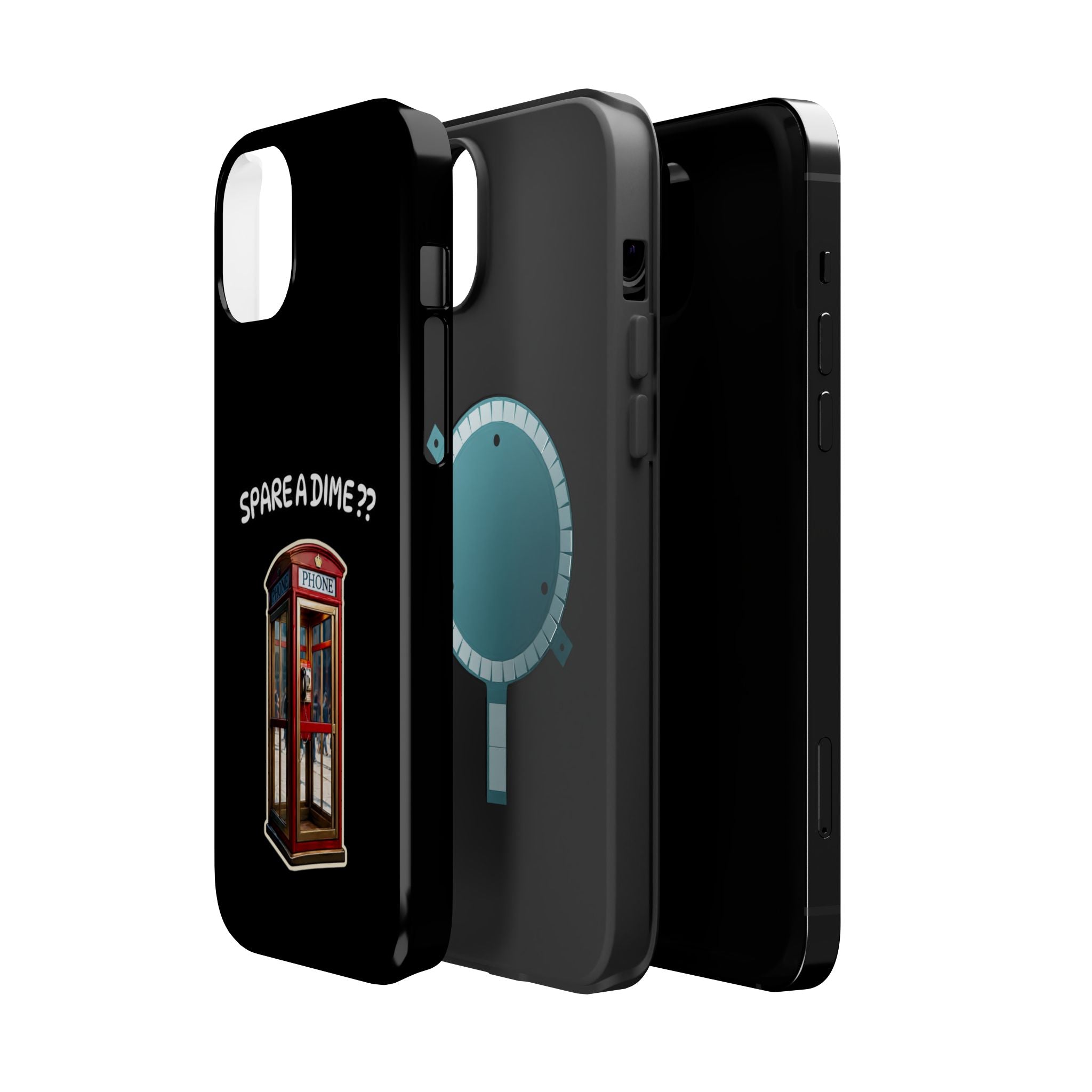 Phone Case — 'Spare a Dime?' Retro Phone Booth Magnetic Impact‑Resistant Case