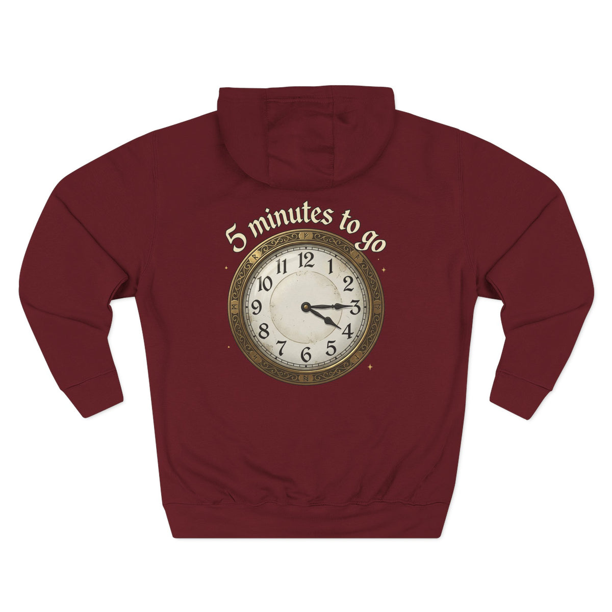 5 Minutes to Go Vintage Clock Graphic Hoodie