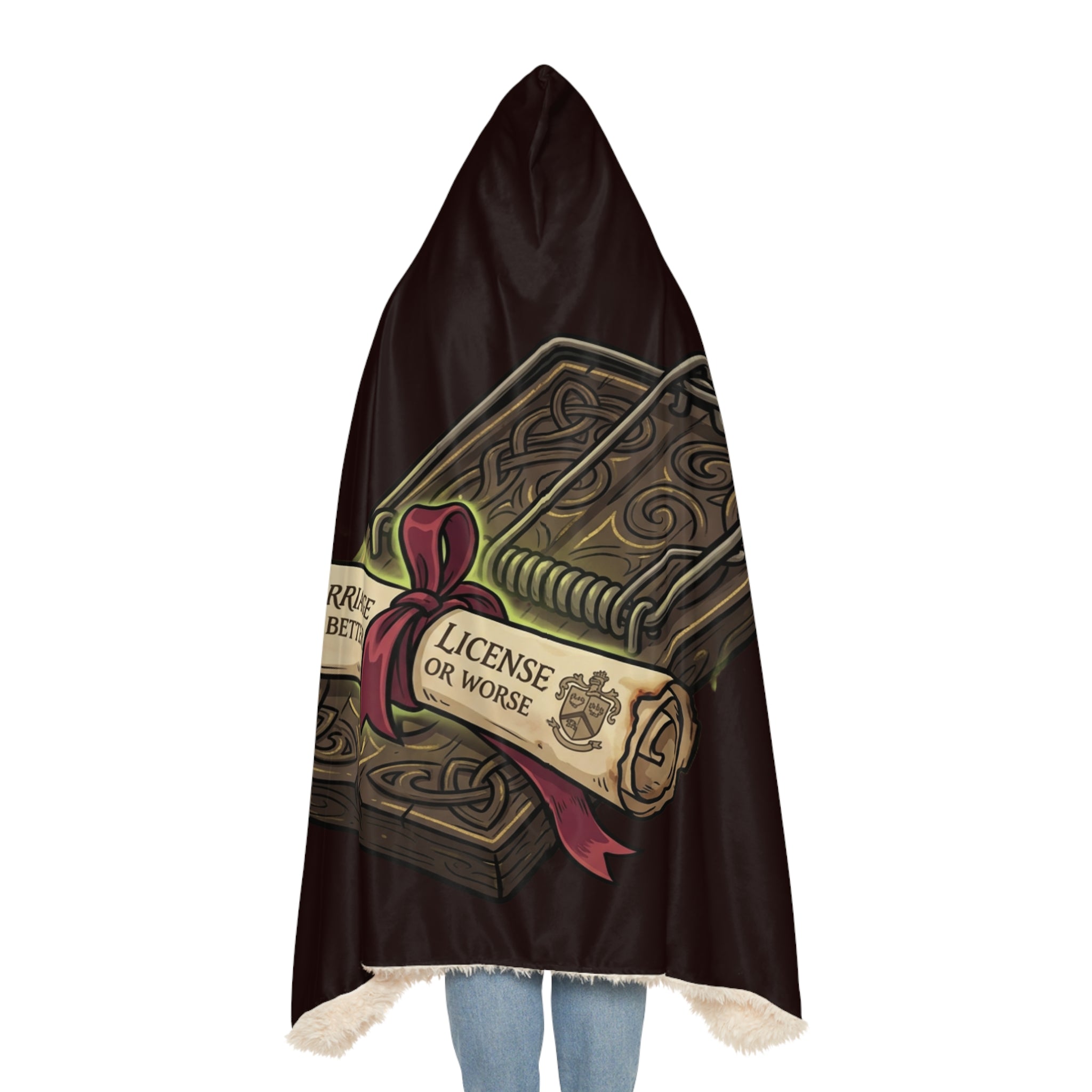 Hooded Blanket - "Marriage: Insurance or License?" Cozy Novelty Snuggle Throw