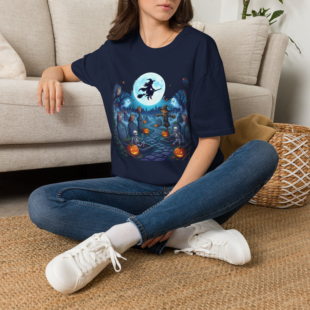 Halloween Witch Moon T-Shirt — Spooky Graveyard Night Tee