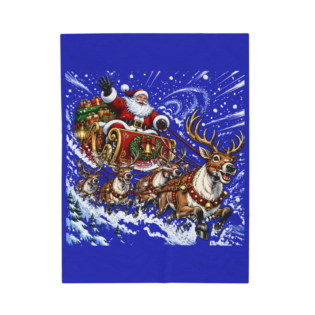 Santa’s Sleigh Christmas Velveteen Plush Blanket