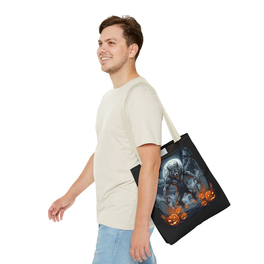 Werewolf Halloween Tote Bag — Full Moon Pumpkin Horror AOP Tote
