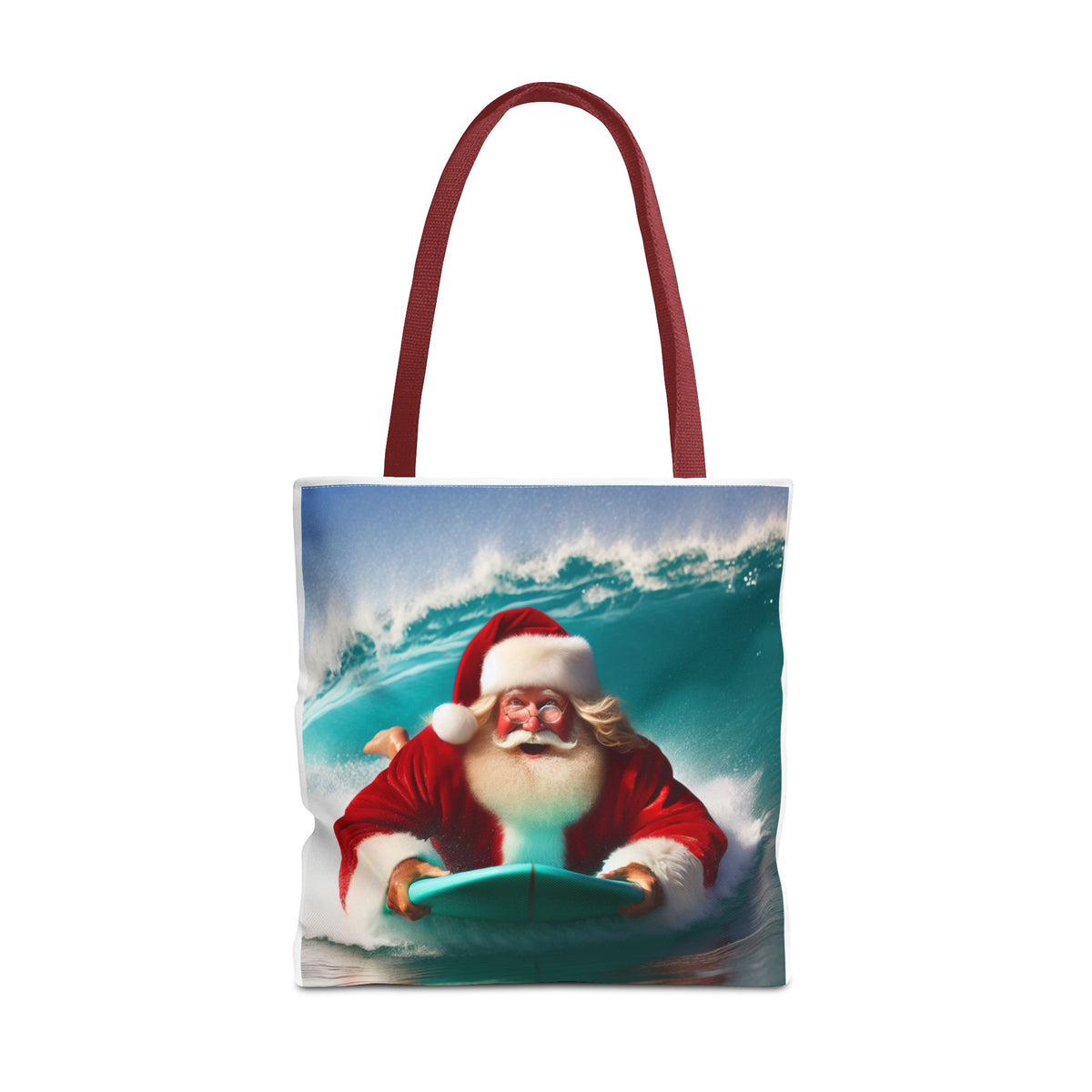 Christmas Surfing Santa Tote Bag – Festive Beach Holiday Shopper