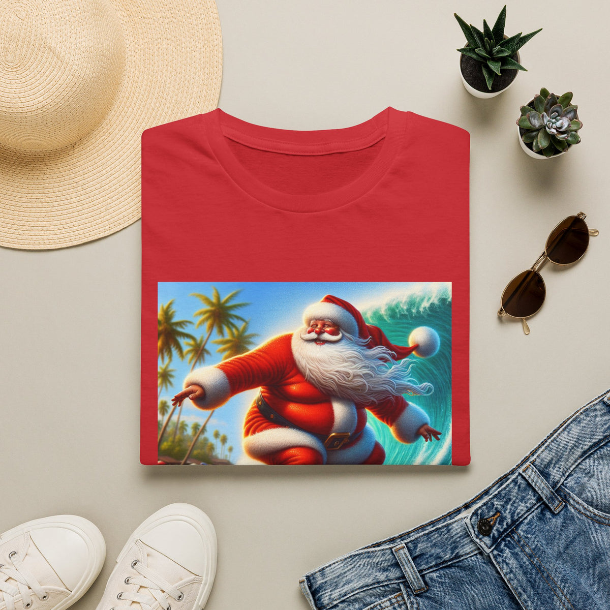 Surfing Santa Christmas T-Shirt