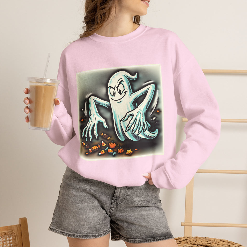 Vintage Candy Ghost Halloween Crewneck Sweatshirt