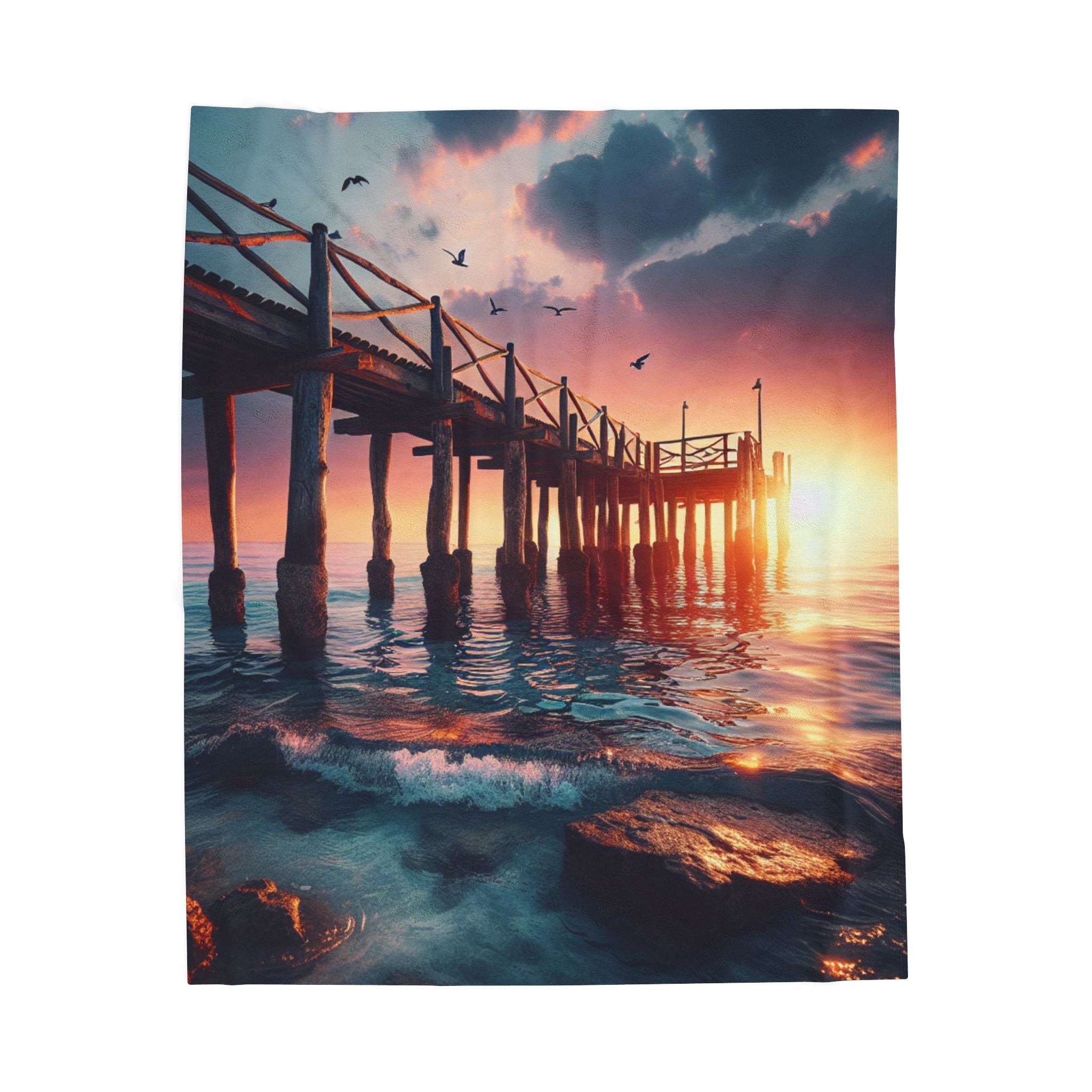 Velveteen Plush Blanket - Beach Pier