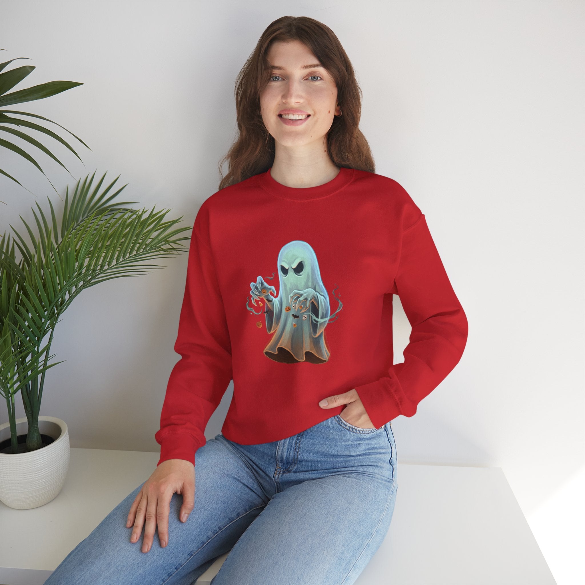 Grumpy Ghost Halloween Crewneck Sweatshirt