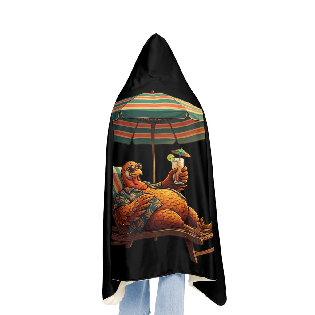 Hooded Snuggle Blanket — Relaxing Chicken on Beach Lounge Design