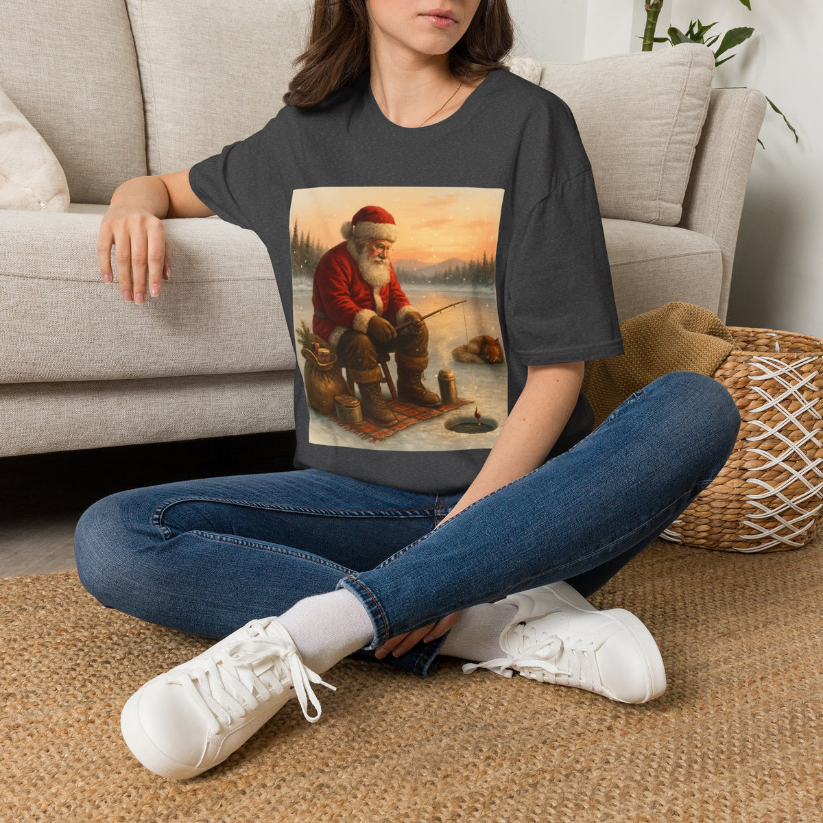 Santa Fishing Christmas T-Shirt