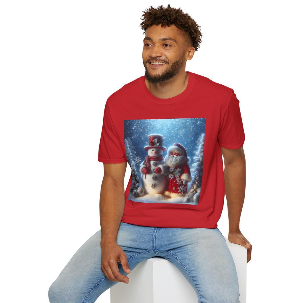Christmas Santa & Snowman T-Shirt — Holiday Winter Scene Tee