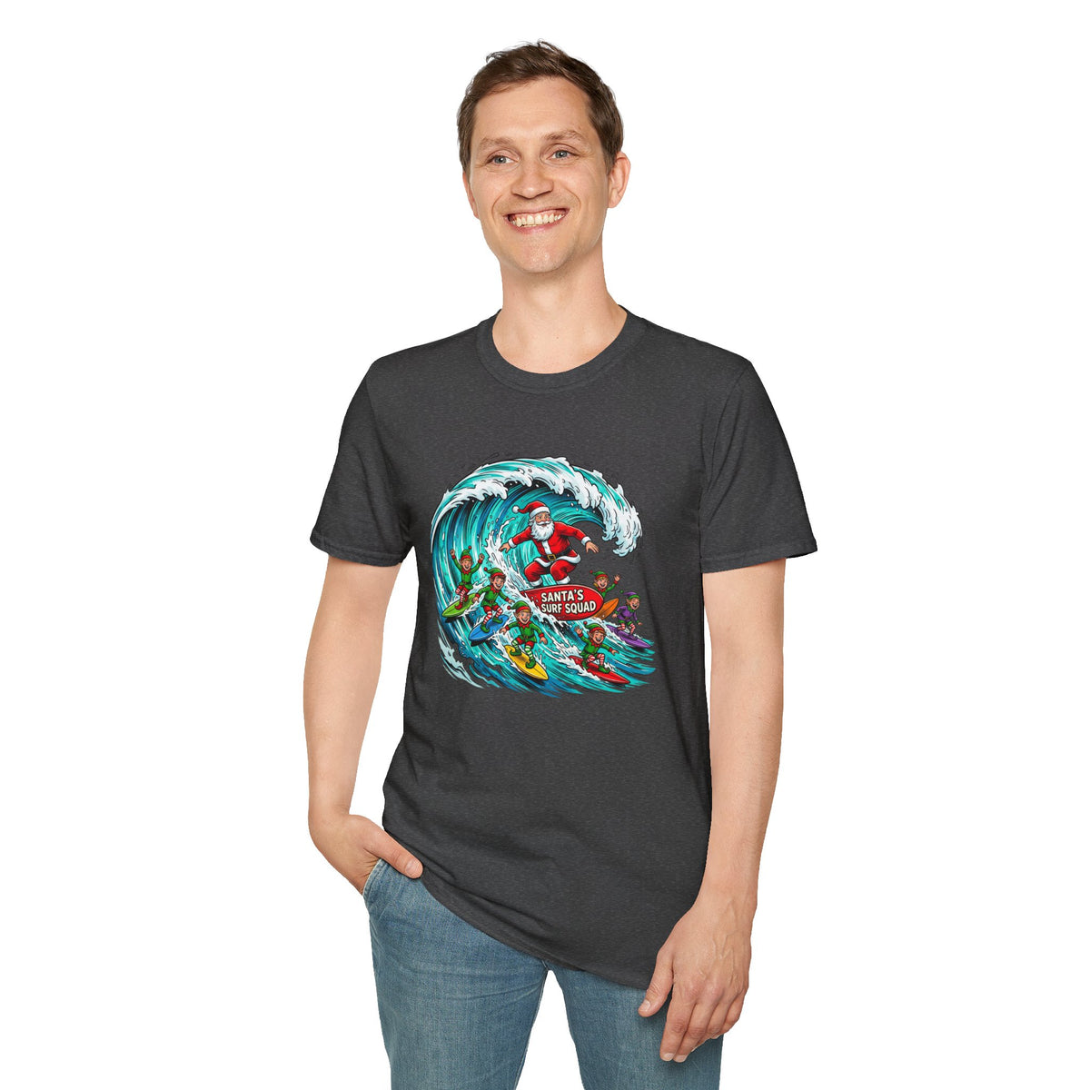 Santa’s Surf Christmas T-Shirt – Tropical Holiday Gift