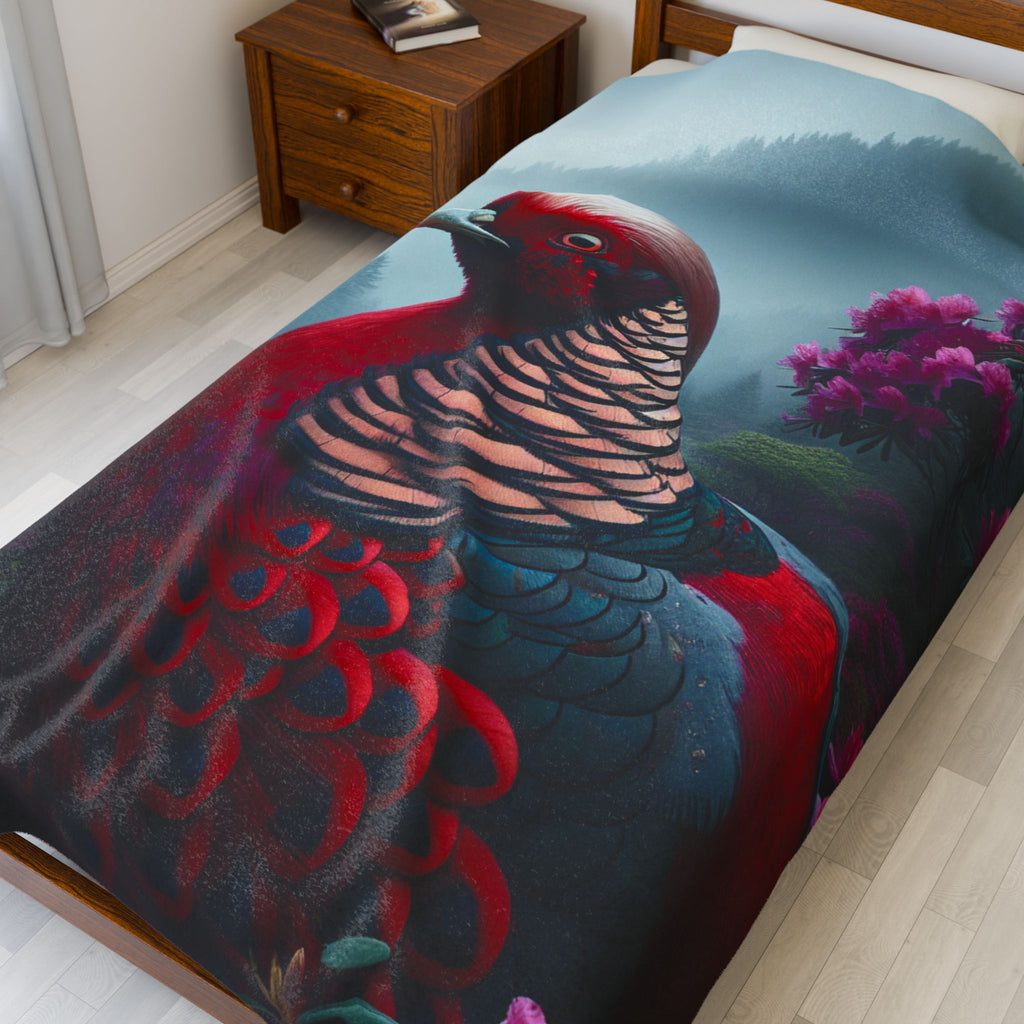 Velveteen Plush Blanket - Colorful Bird 2