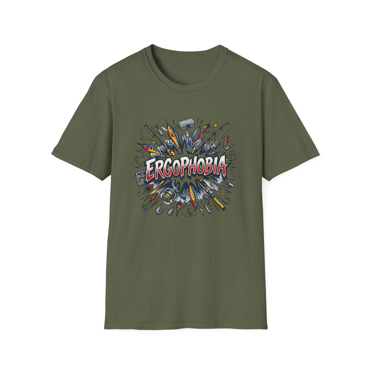 Ergophobia Comic Burst T-Shirt — Funny Anxiety Awareness Tee