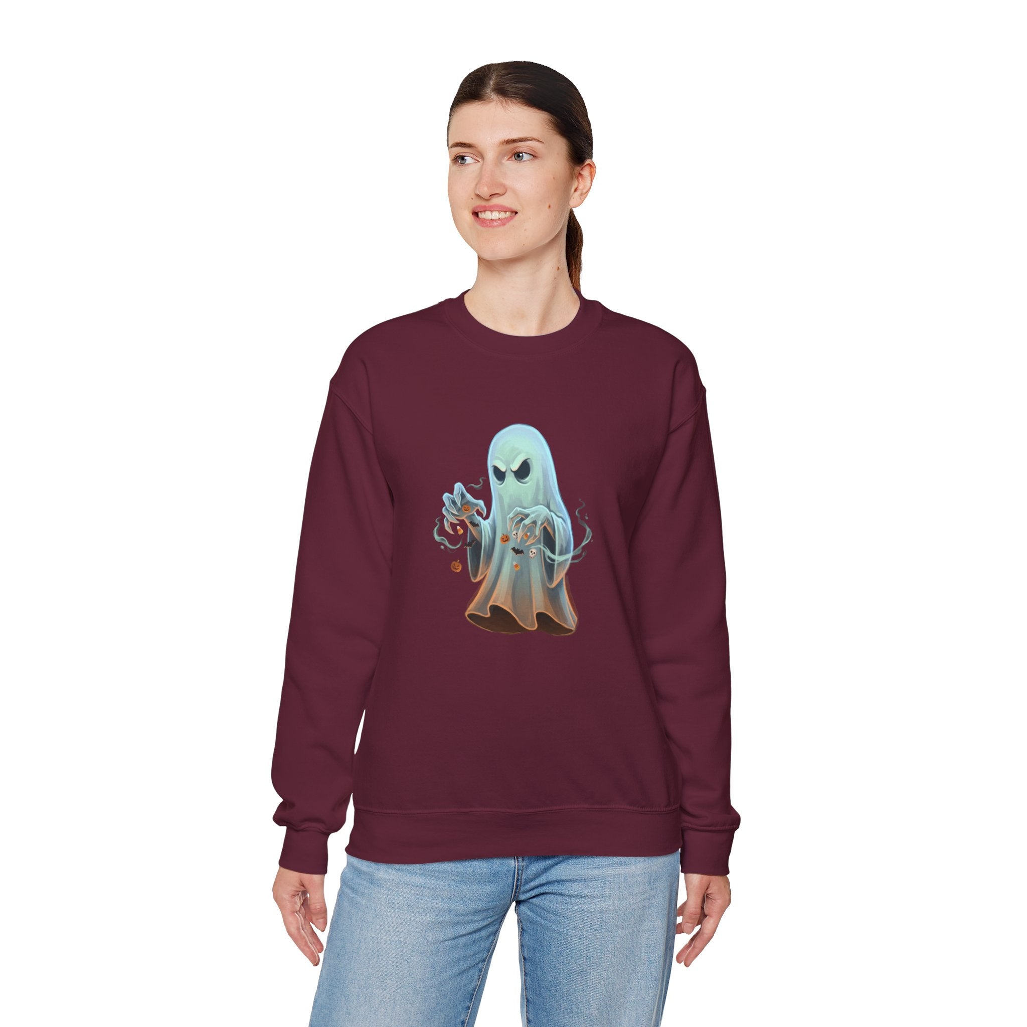 Grumpy Ghost Halloween Crewneck Sweatshirt