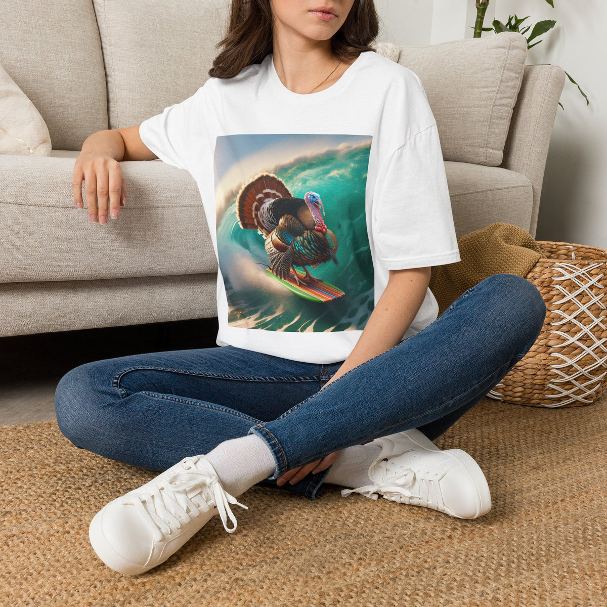 Majestic Surfing Turkey T-Shirt – Thanksgiving Wildlife Graphic Tee