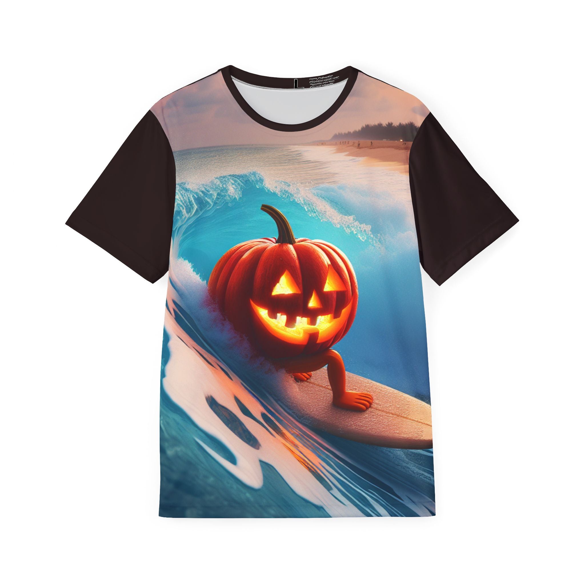 Halloween Surf Pumpkin Jersey — Jack-o'-Lantern Surfing Graphic Tee