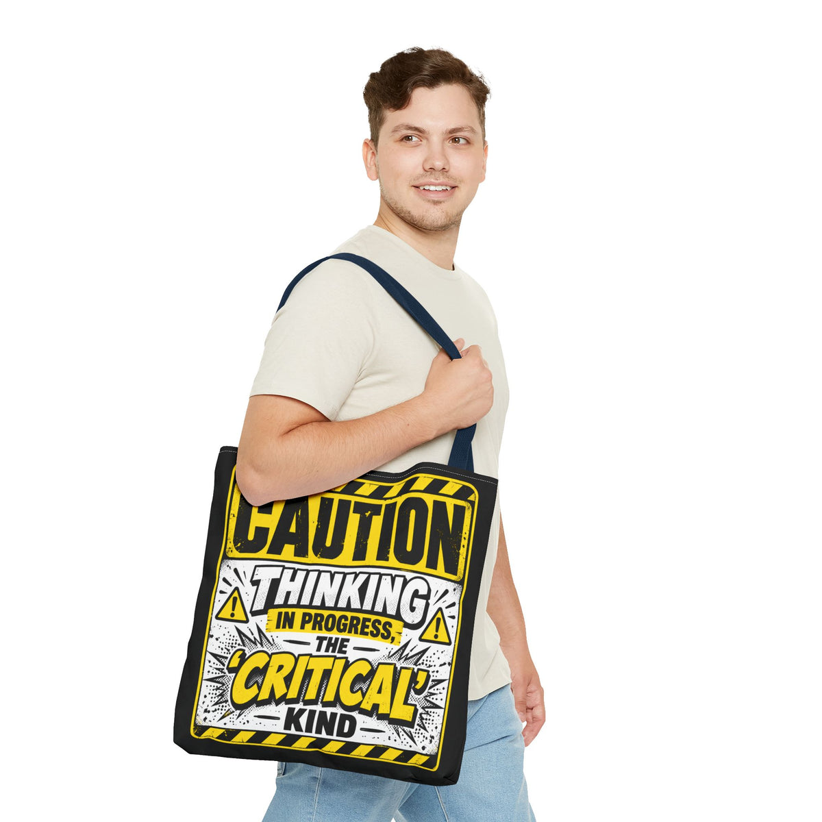 Caution Thinking in Progress Critical Kind Tote Bag