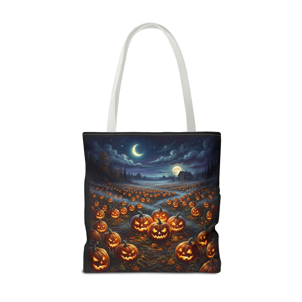 Halloween Pumpkin Patch Tote Bag — Spooky Night Jack-O'-Lantern Canvas Tote