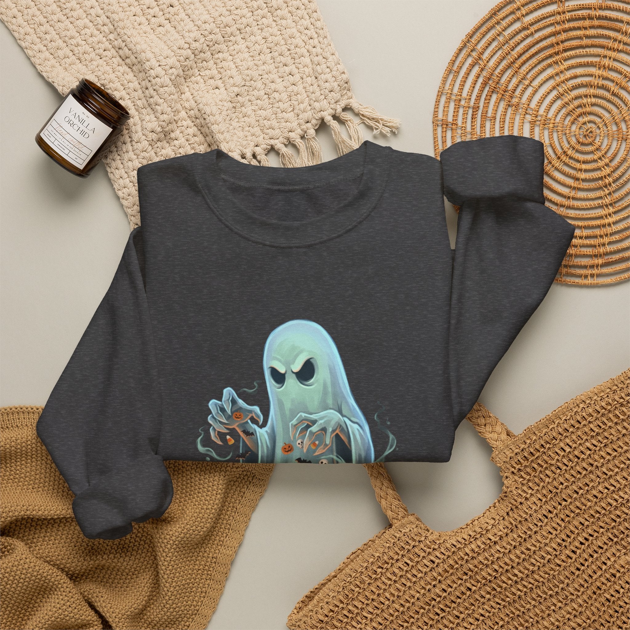 Grumpy Ghost Halloween Crewneck Sweatshirt