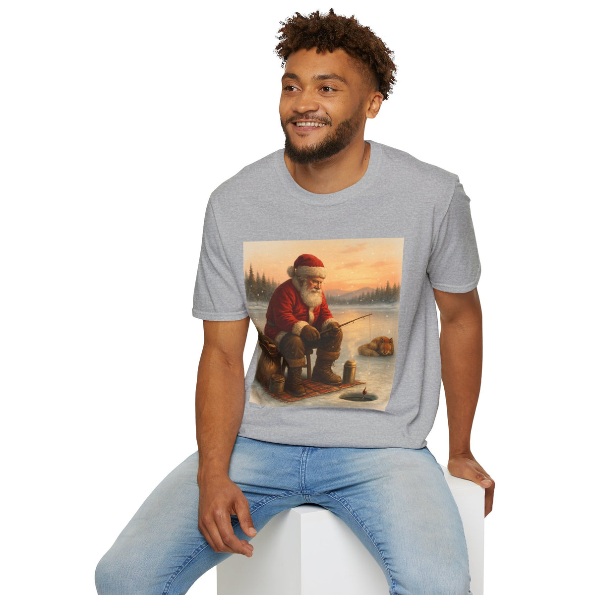 Santa Fishing Christmas T-Shirt
