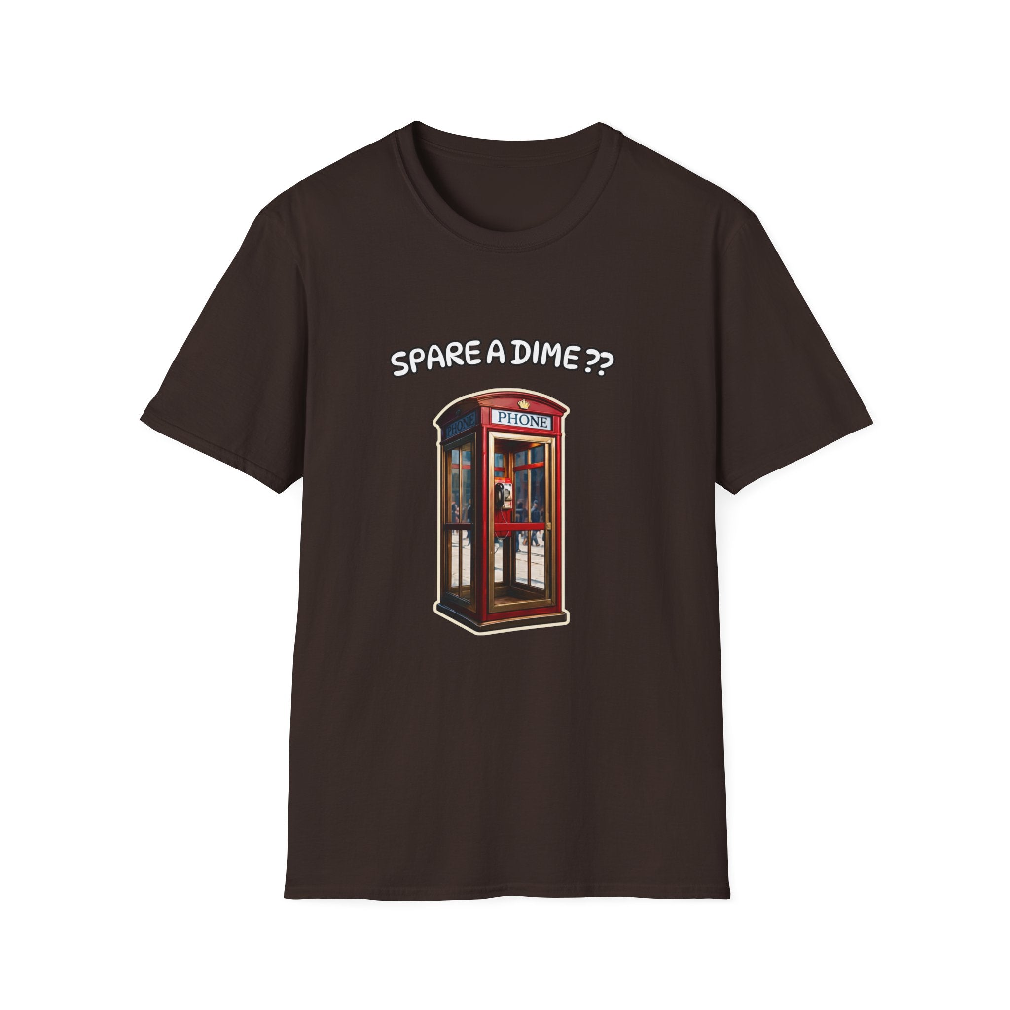 T-Shirt — "Spare a Dime?" Vintage Phone Booth Graphic Tee