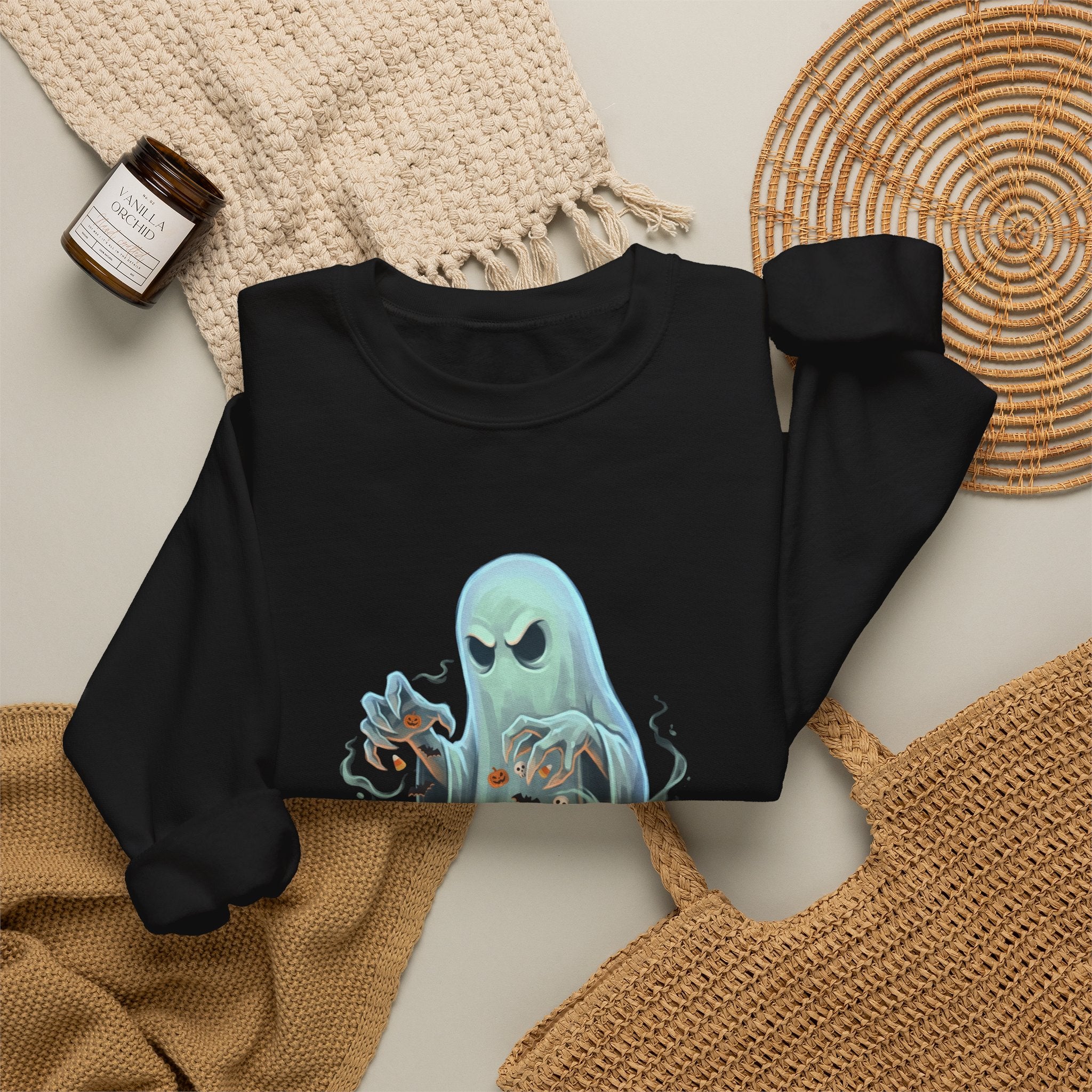 Grumpy Ghost Halloween Crewneck Sweatshirt