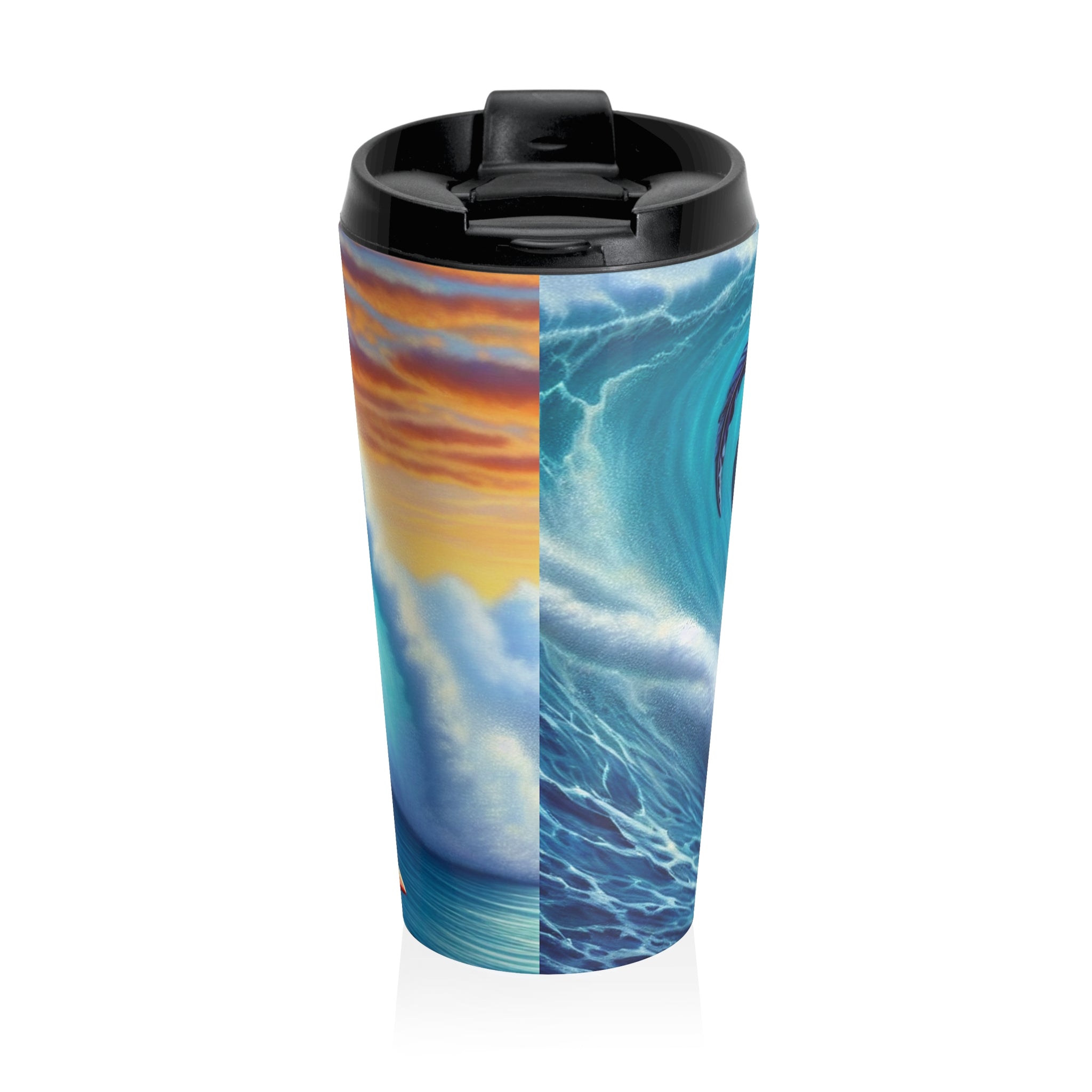 Surfing Rooster Stainless Steel Travel Mug (15oz)