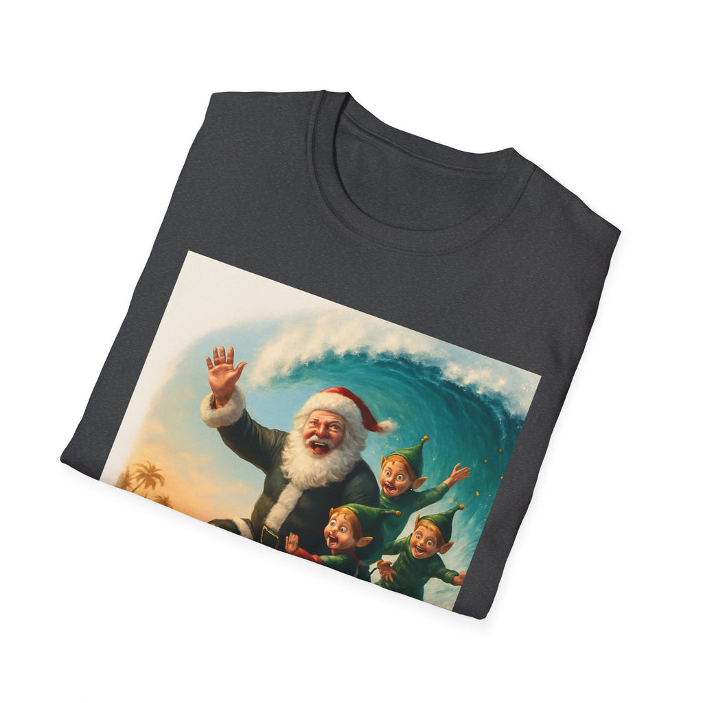 Santa Surfing T-Shirt — Retro Christmas Surfing Santa Tee