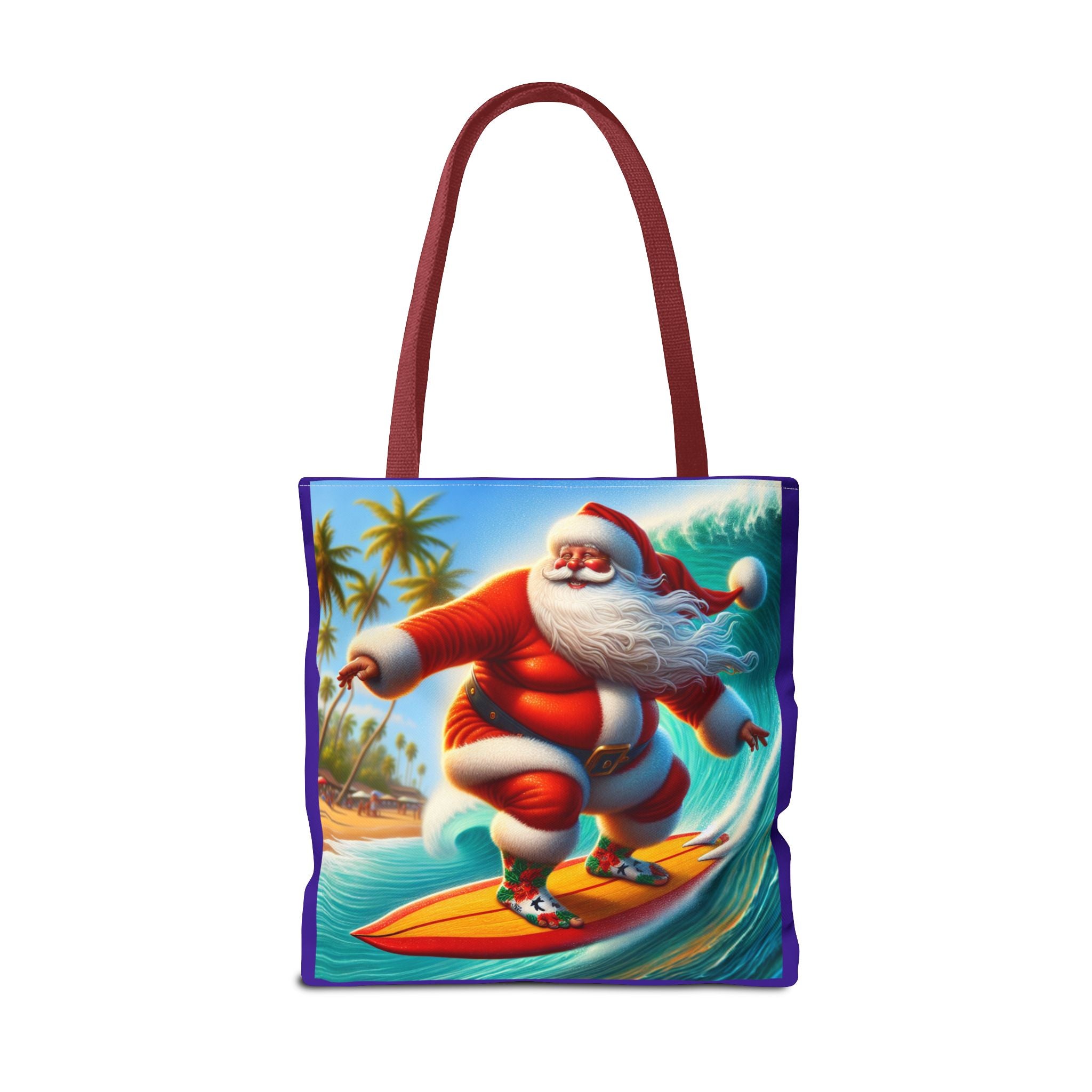 Surfing Santa Tote Bag — Tropical Christmas Beach Holiday Tote