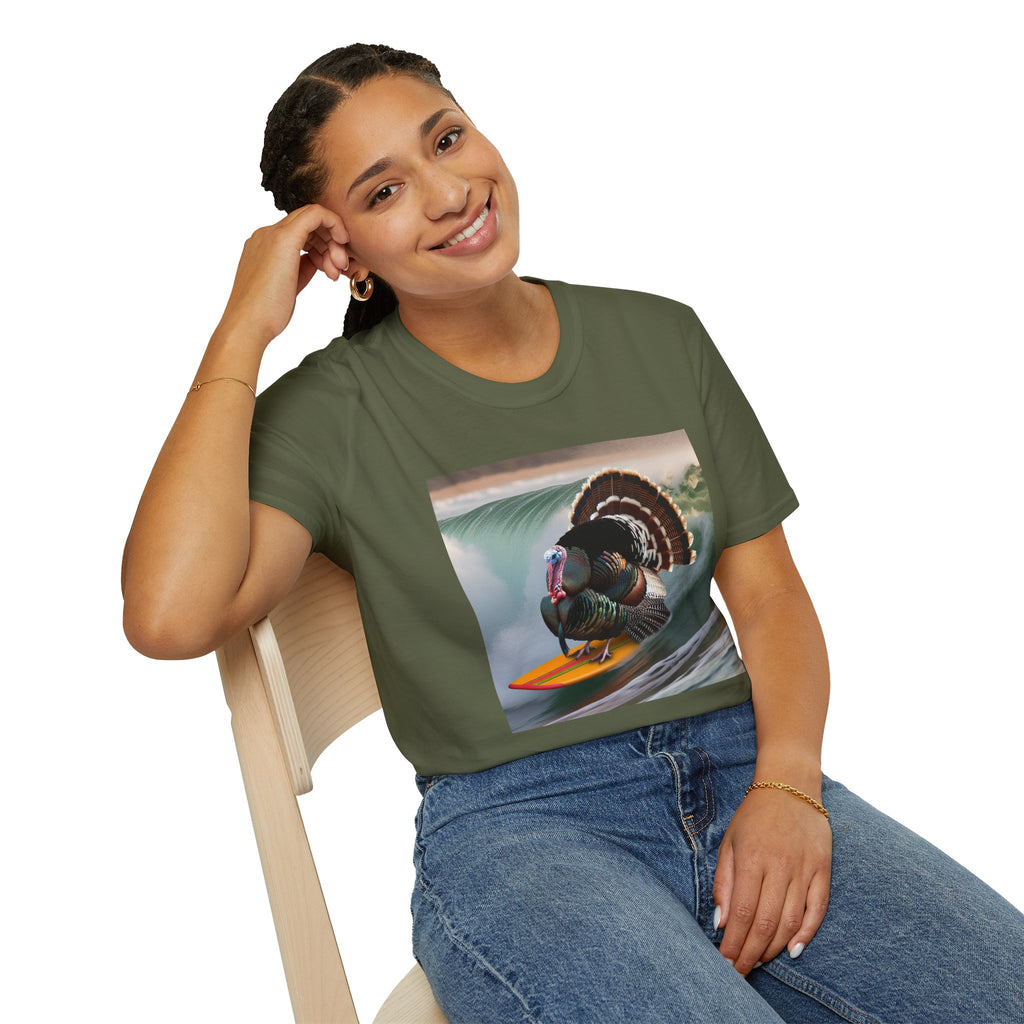 Surfing Turkey T-Shirt — Funny Thanksgiving Surfboard Graphic Tee
