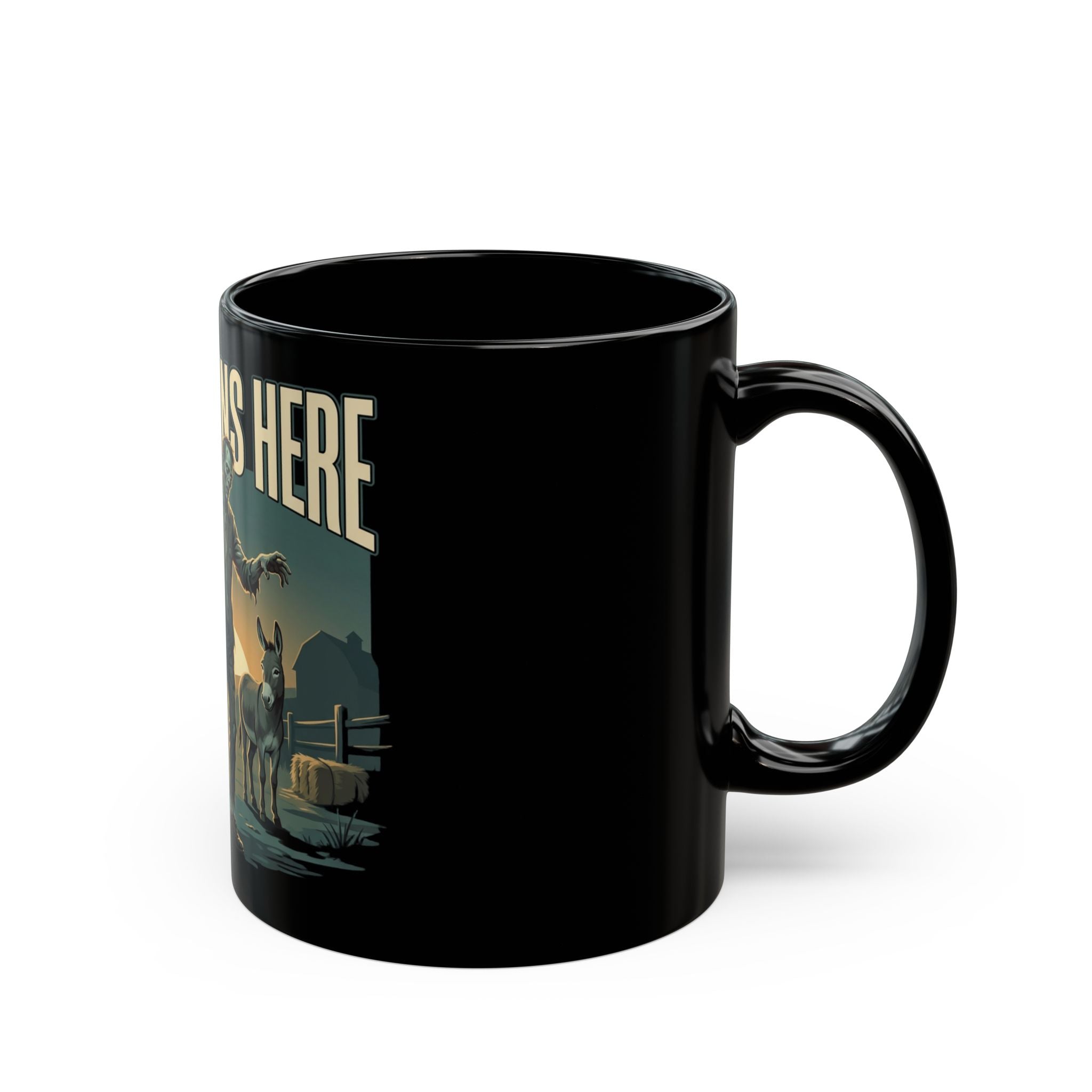 NO BRAINS HERE Black Mug (11oz, 15oz)