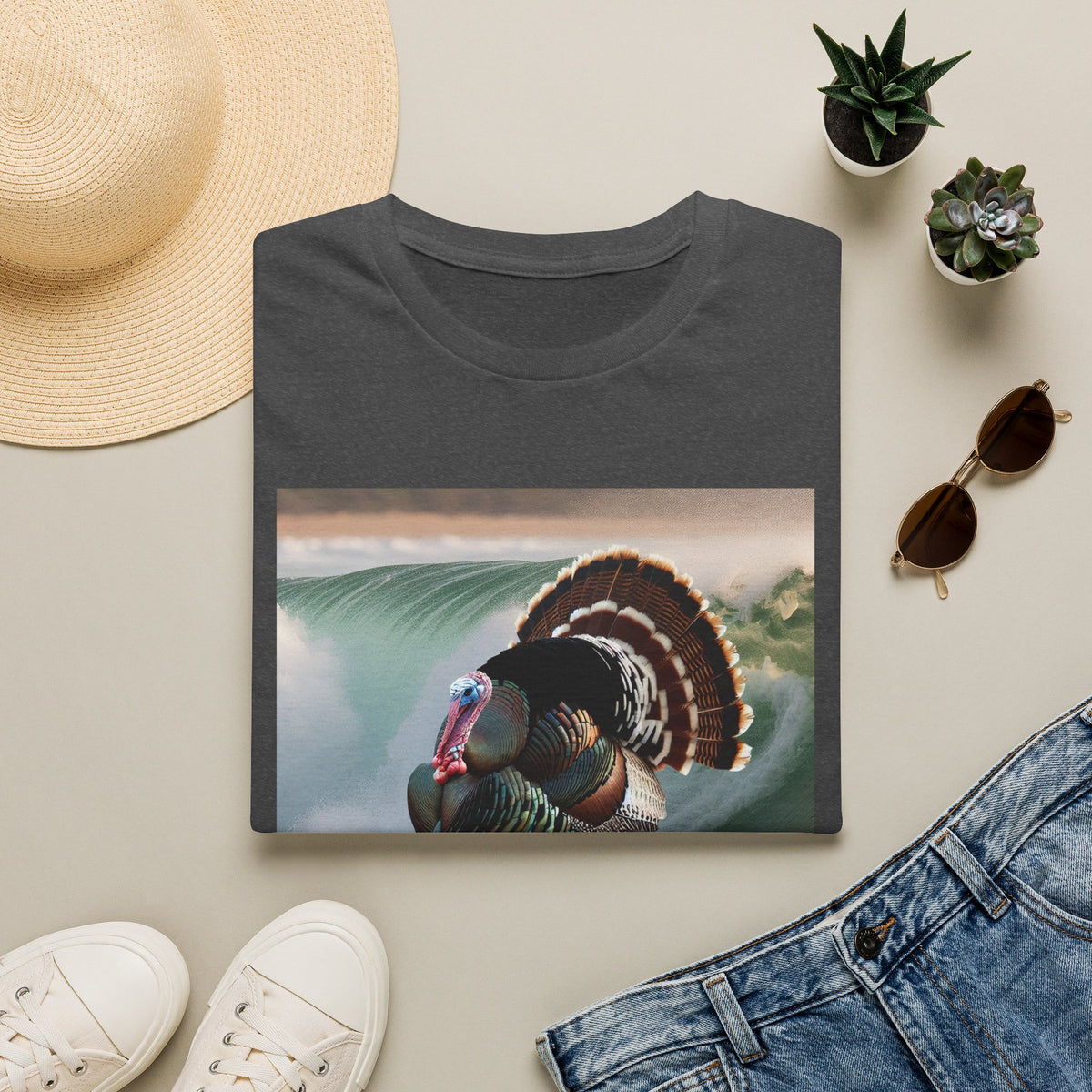 Surfing Turkey T-Shirt — Funny Thanksgiving Surfboard Graphic Tee