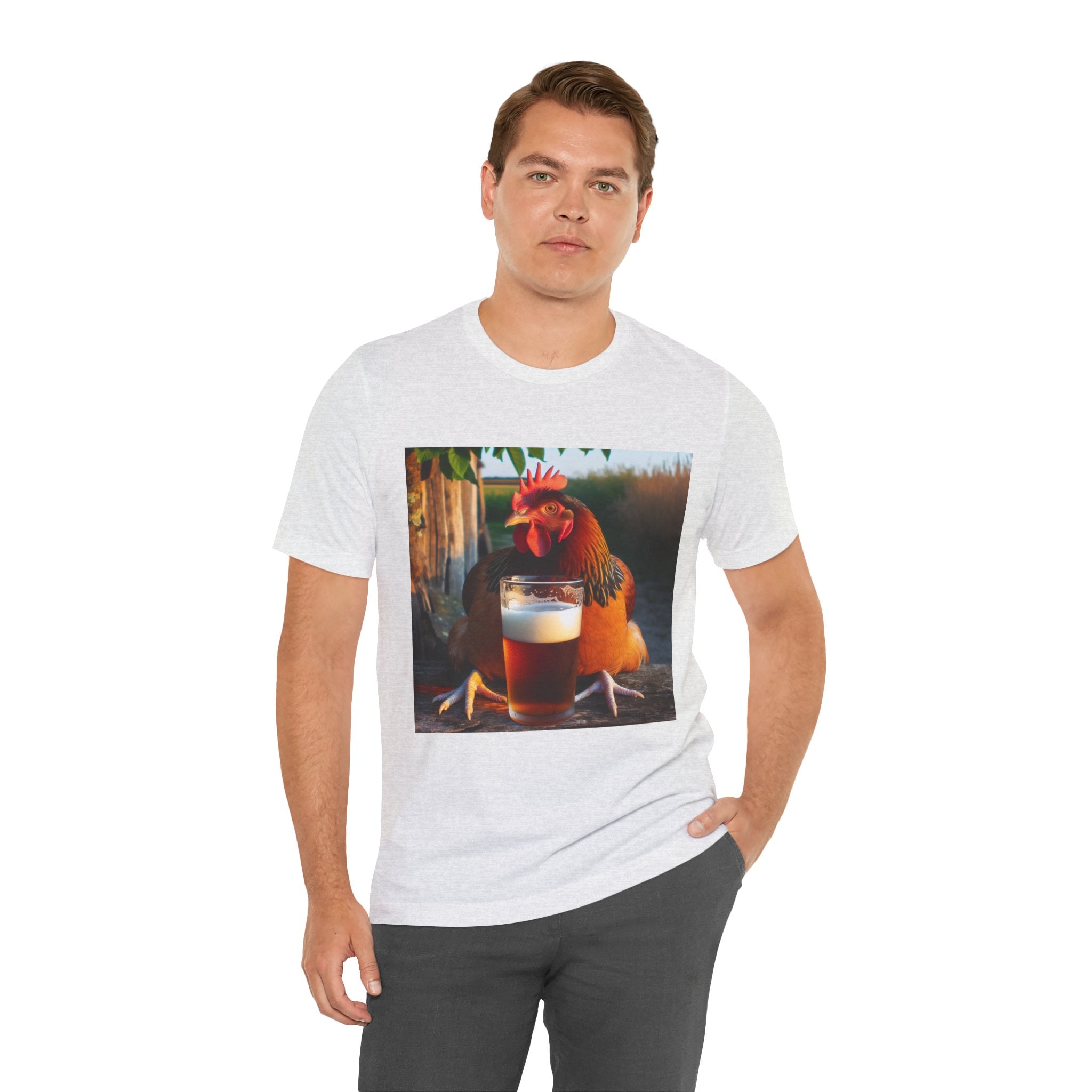 Funny Rooster with Beer Graphic Unisex T-Shirt