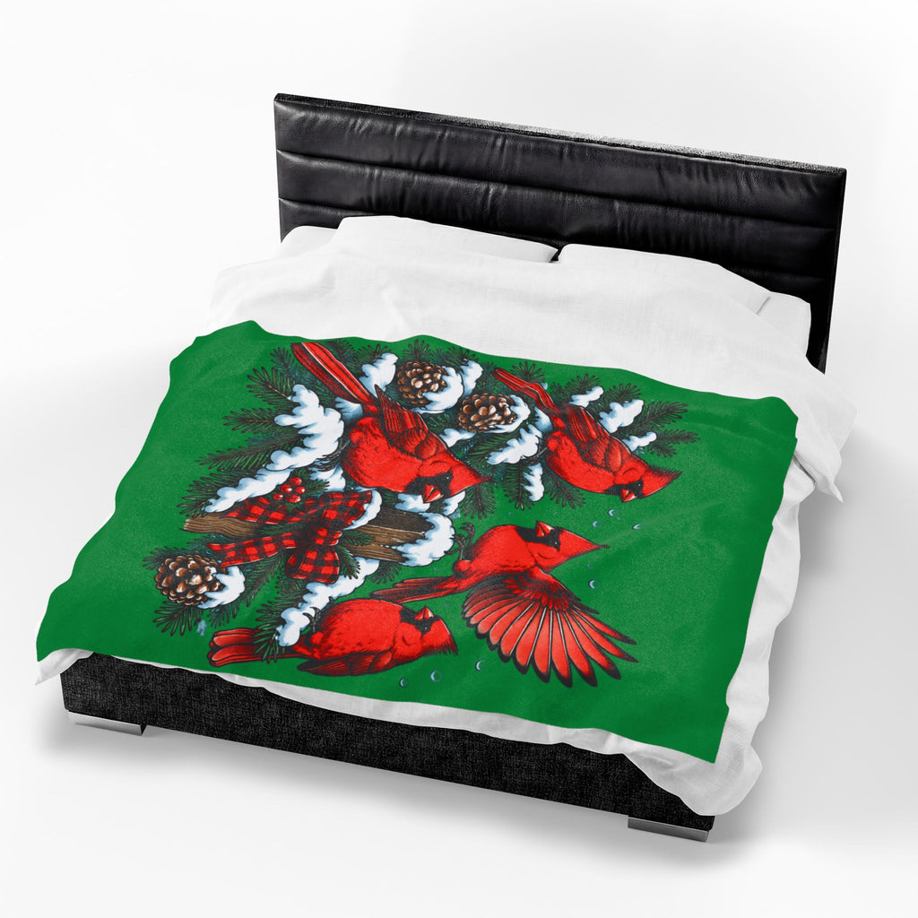Christmas Cardinal Velveteen Plush Blanket