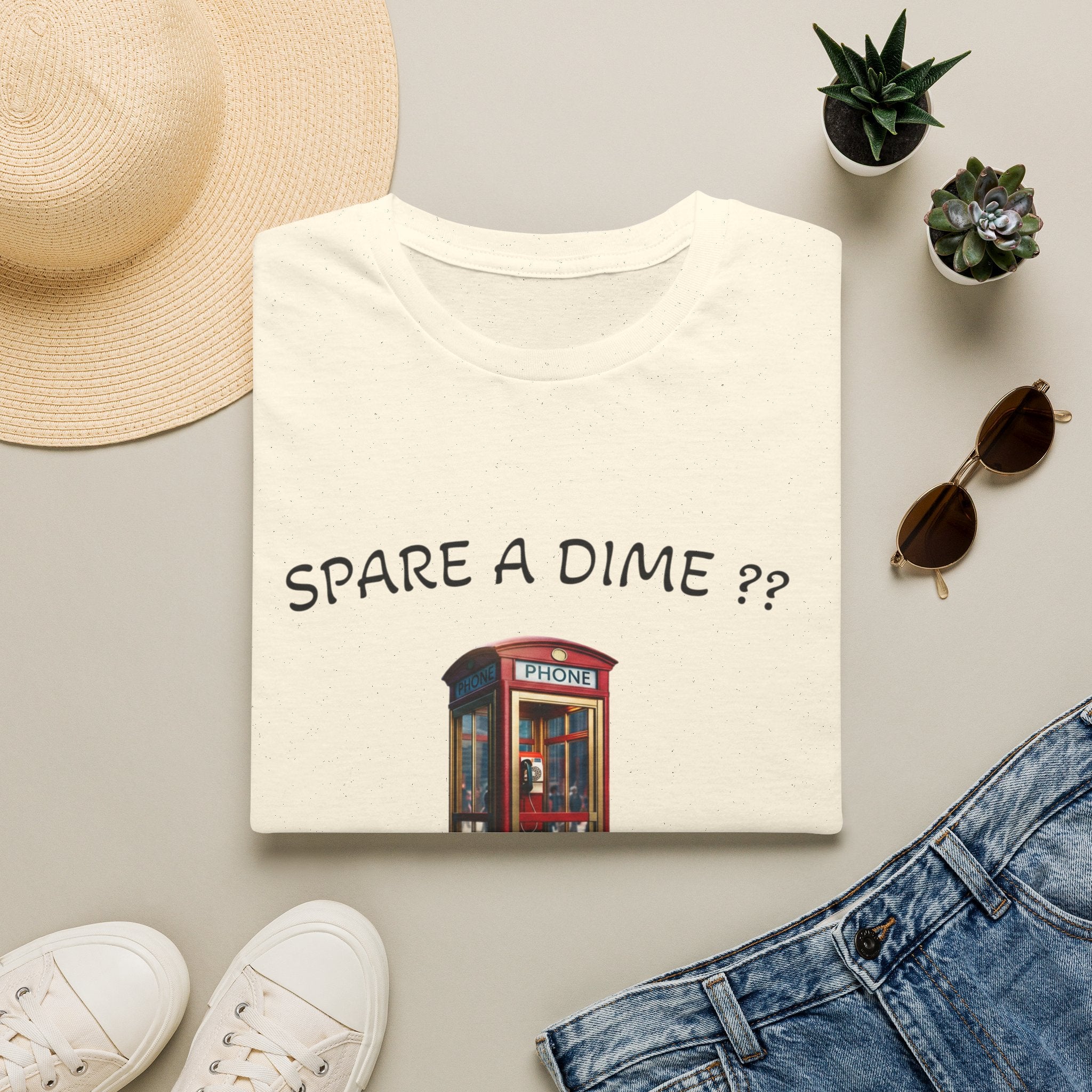 Spare a Dime? Phone Booth Graphic T‑Shirt